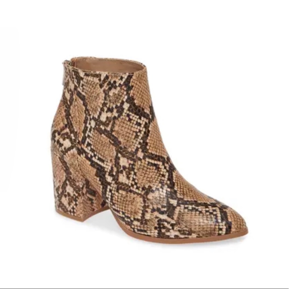 Steve Madden Tan Julianna Pointed Snake Embossed Boot